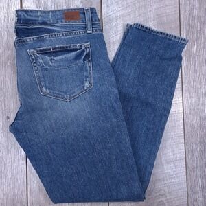 Paige Skyline Ankle Peg Jeans Women 30 Blue Distressed Slim Fit Stretch Denim